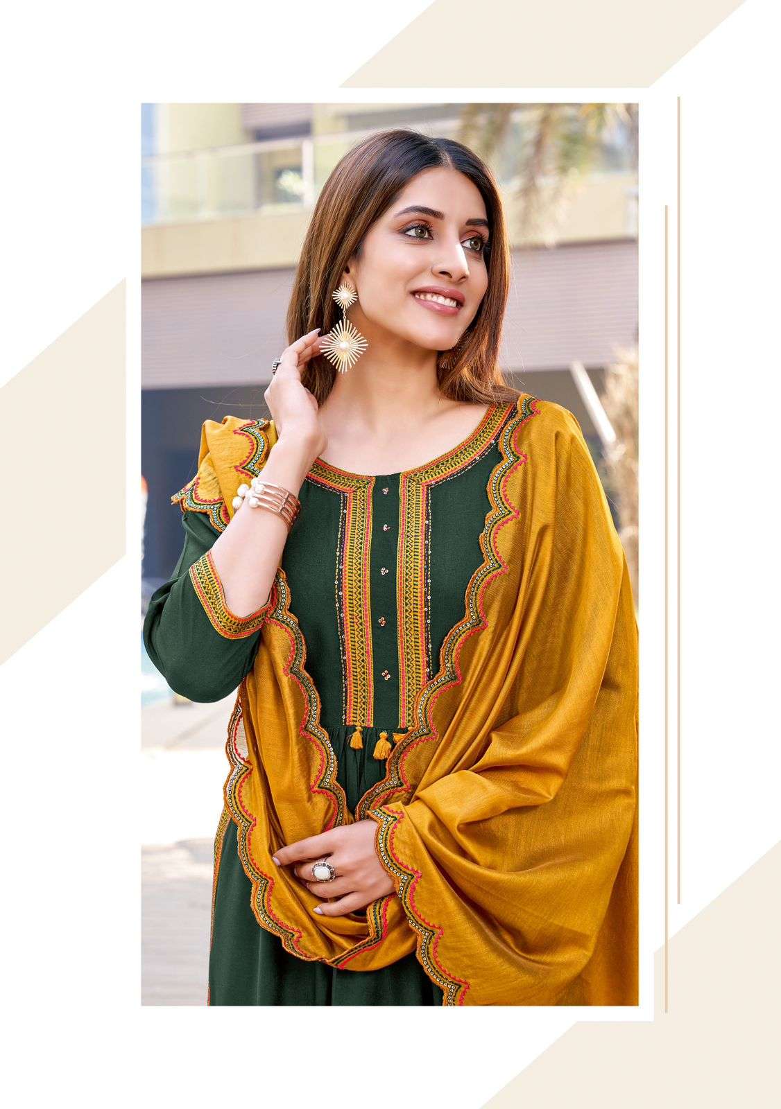 CORAL RAYON WEAVING KURTI WITH COTTON LYCRA PANT AND CHANDERI DUPATTA WITH WORK BY WOOGLEE BRAND 1001 C